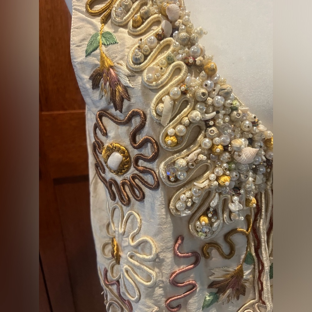 🐚⭐️Vintage Caron Joy for Designworks LA Silk Beaded Embroidered Shell Vest⭐️🐚 - Picture 2 of 10